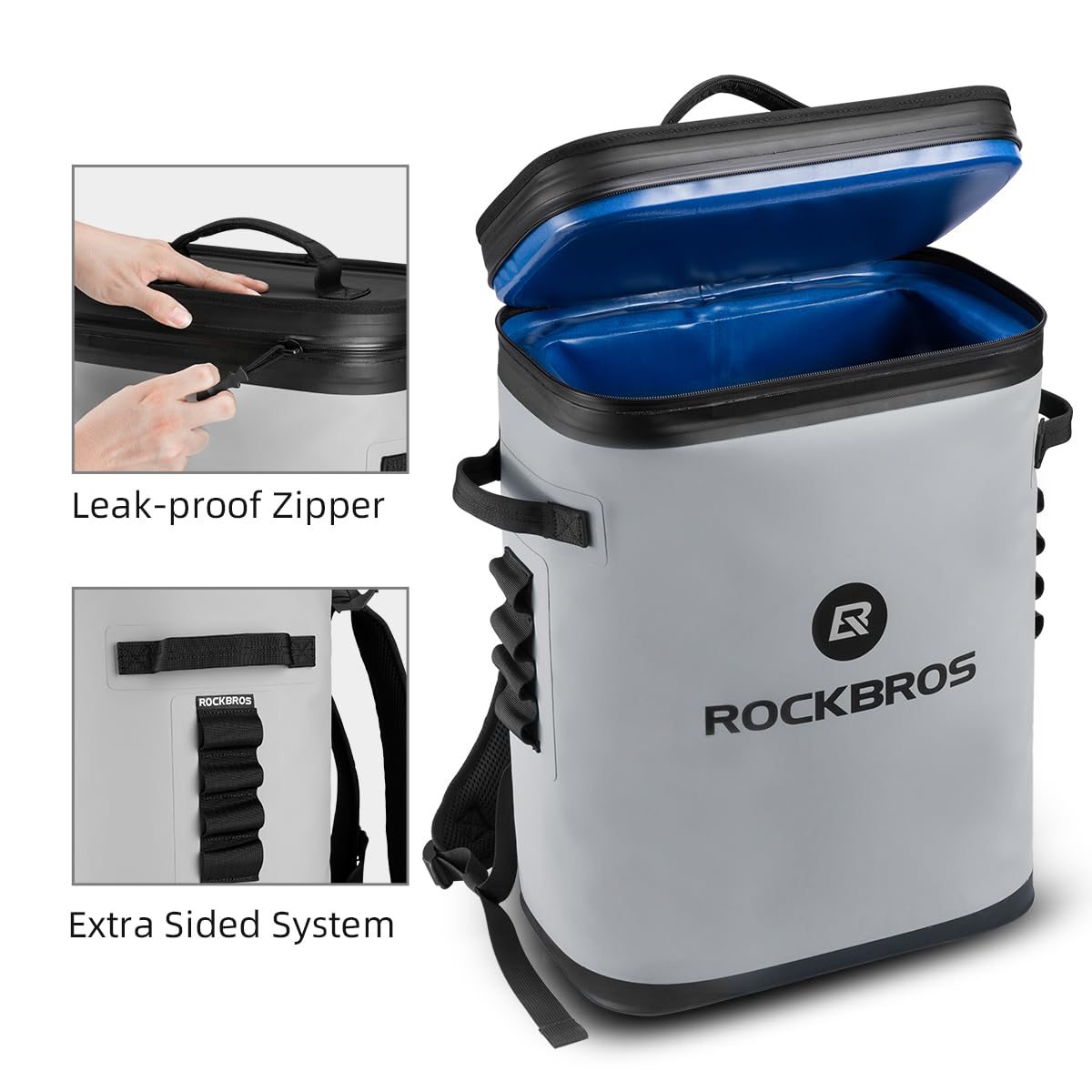 ROCKBROS Cooler ready for fishing trip with easy access to drinks.