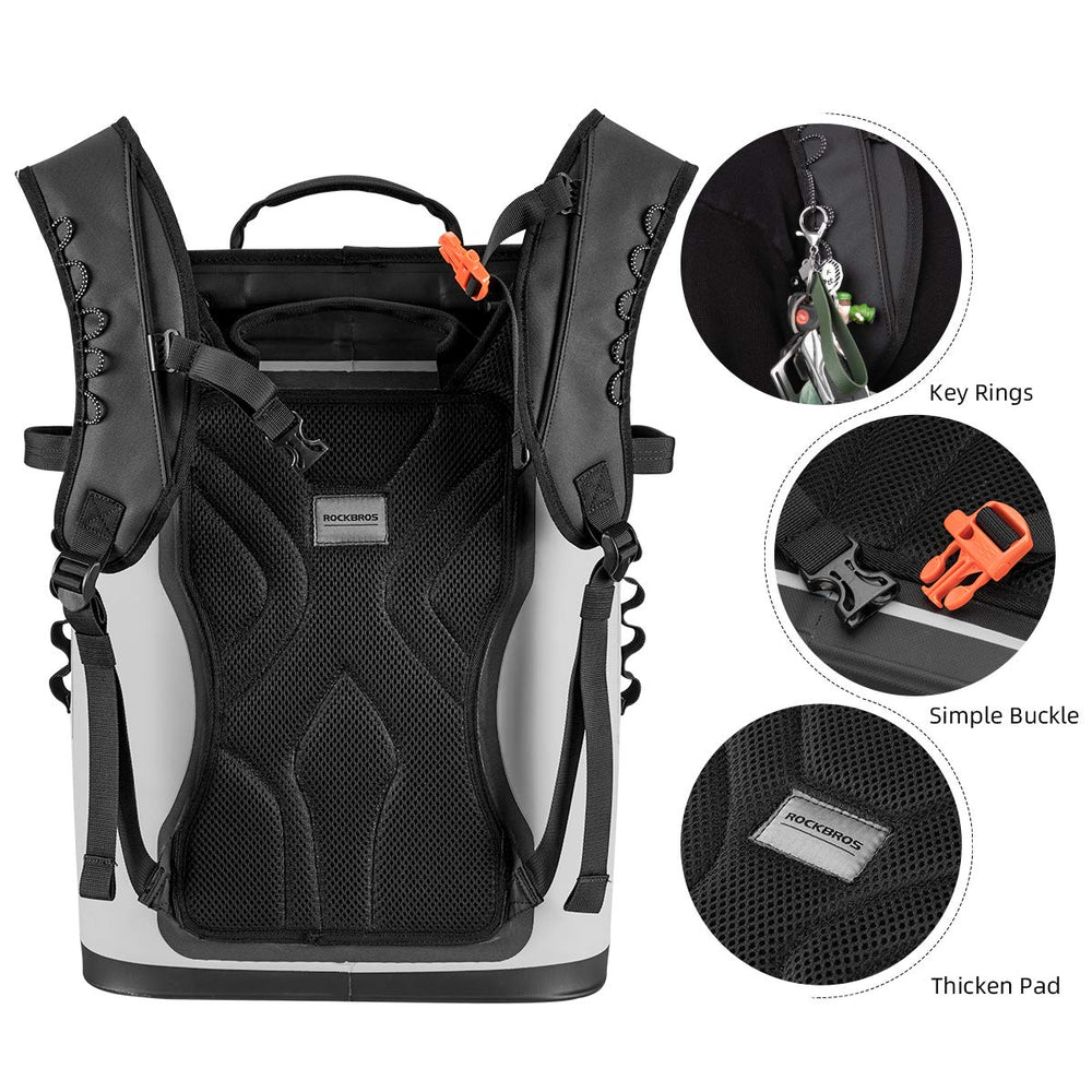 ROCKBROS Cooler side pocket keeps utensils or snacks within reach.