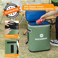 RockBros Backpack Cooler side view demonstrates spacious carry capacity for 36 cans.