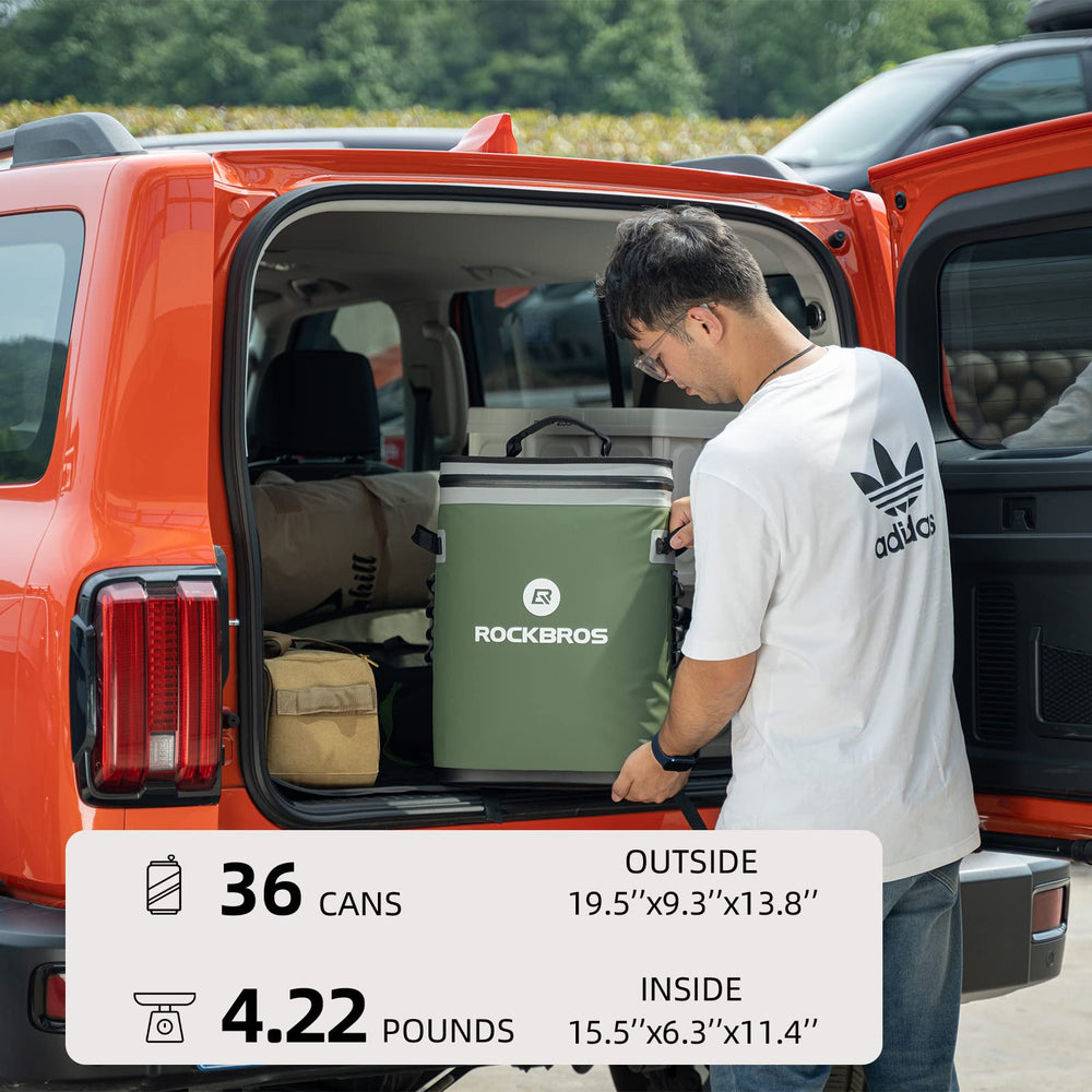 RockBros Backpack Cooler being carried on walk, showing portable backpack design.