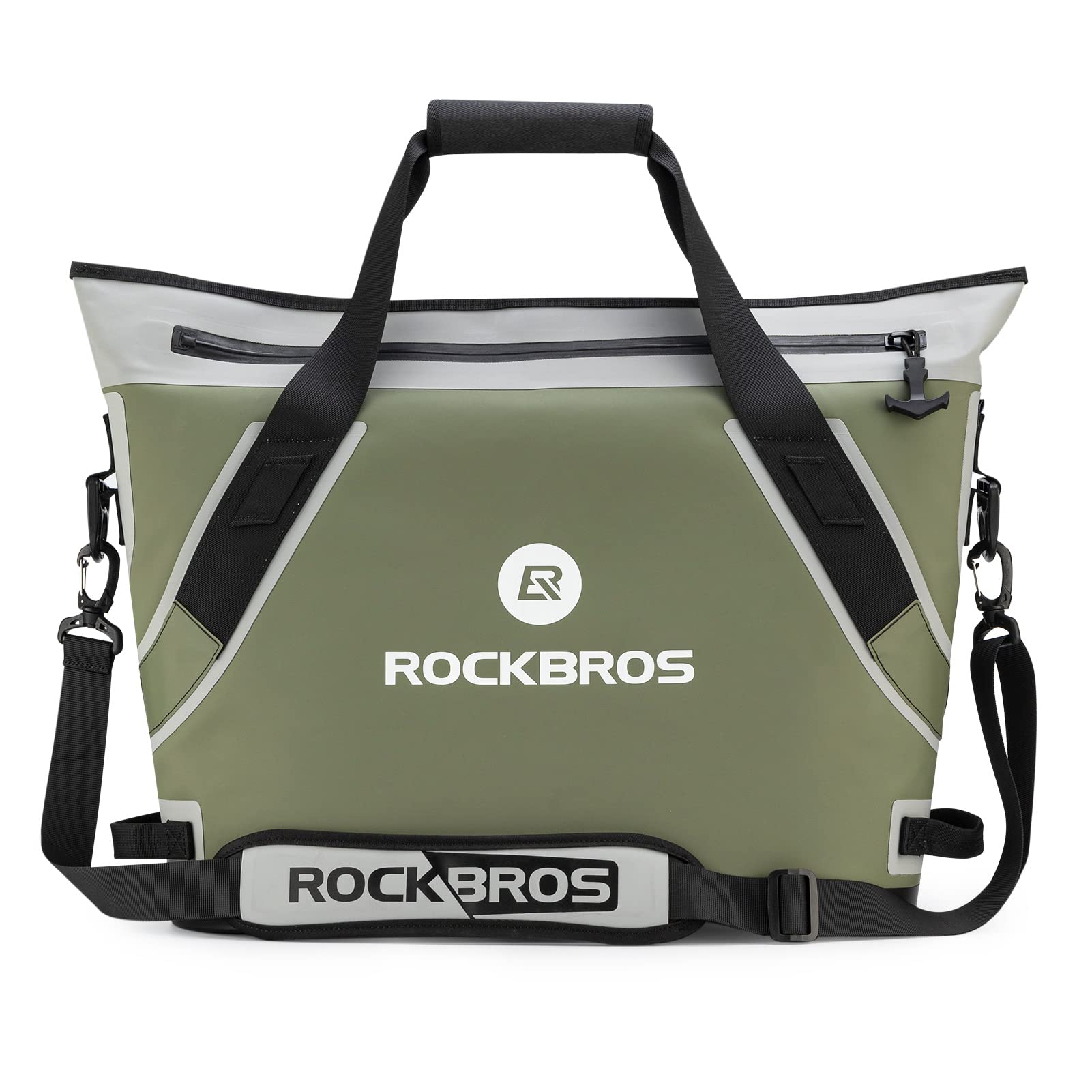 ROCKBROS soft cooler with zipper closed demonstrates leak-proof portability for travel and picnics.