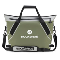 ROCKBROS soft cooler with zipper closed demonstrates leak-proof portability for travel and picnics.