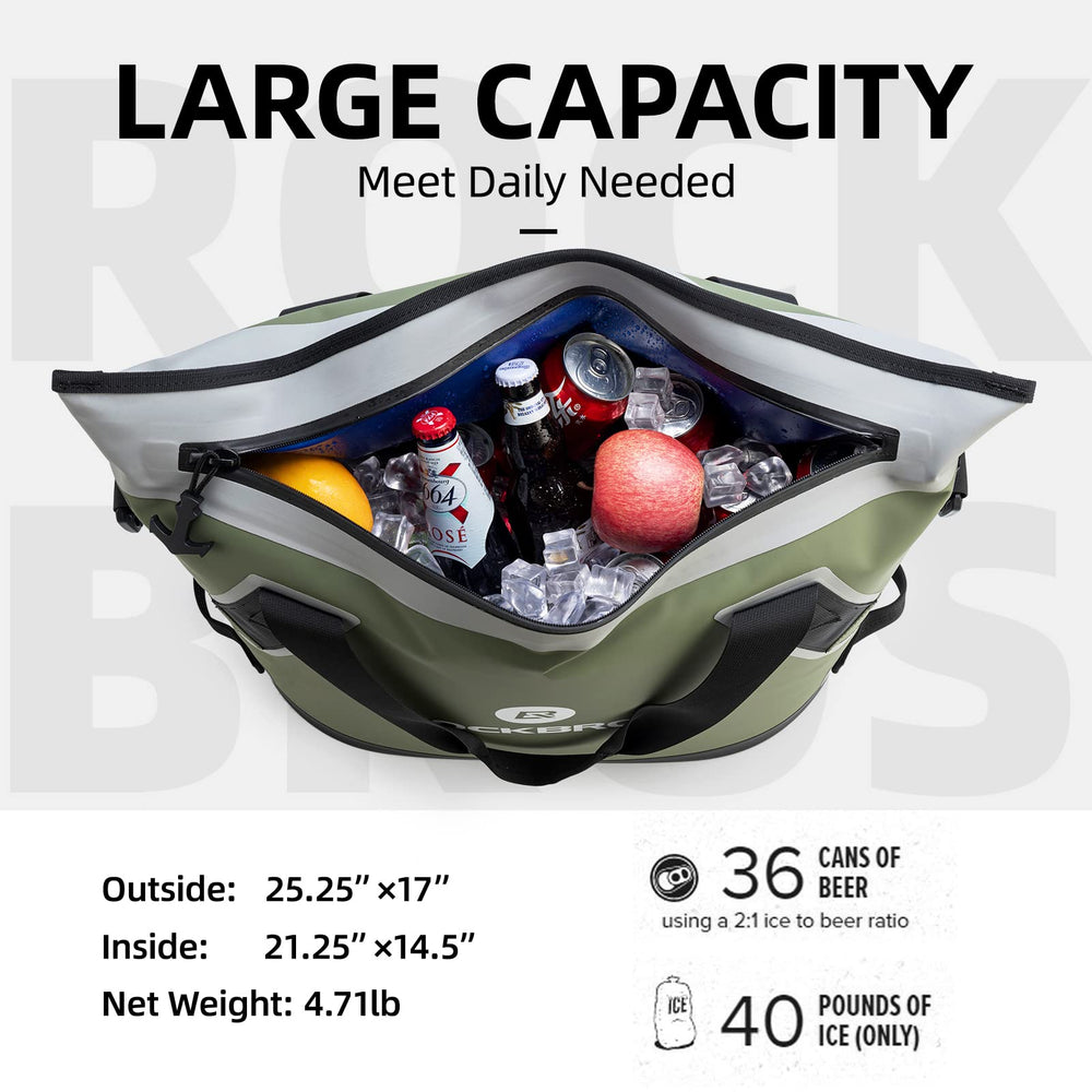 ROCKBROS soft cooler with shoulder strap enables hands-free transport at picnics.