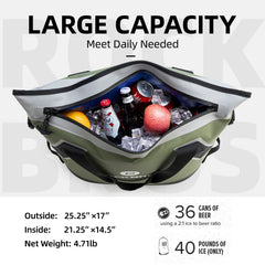 ROCKBROS soft cooler with shoulder strap enables hands-free transport at picnics.
