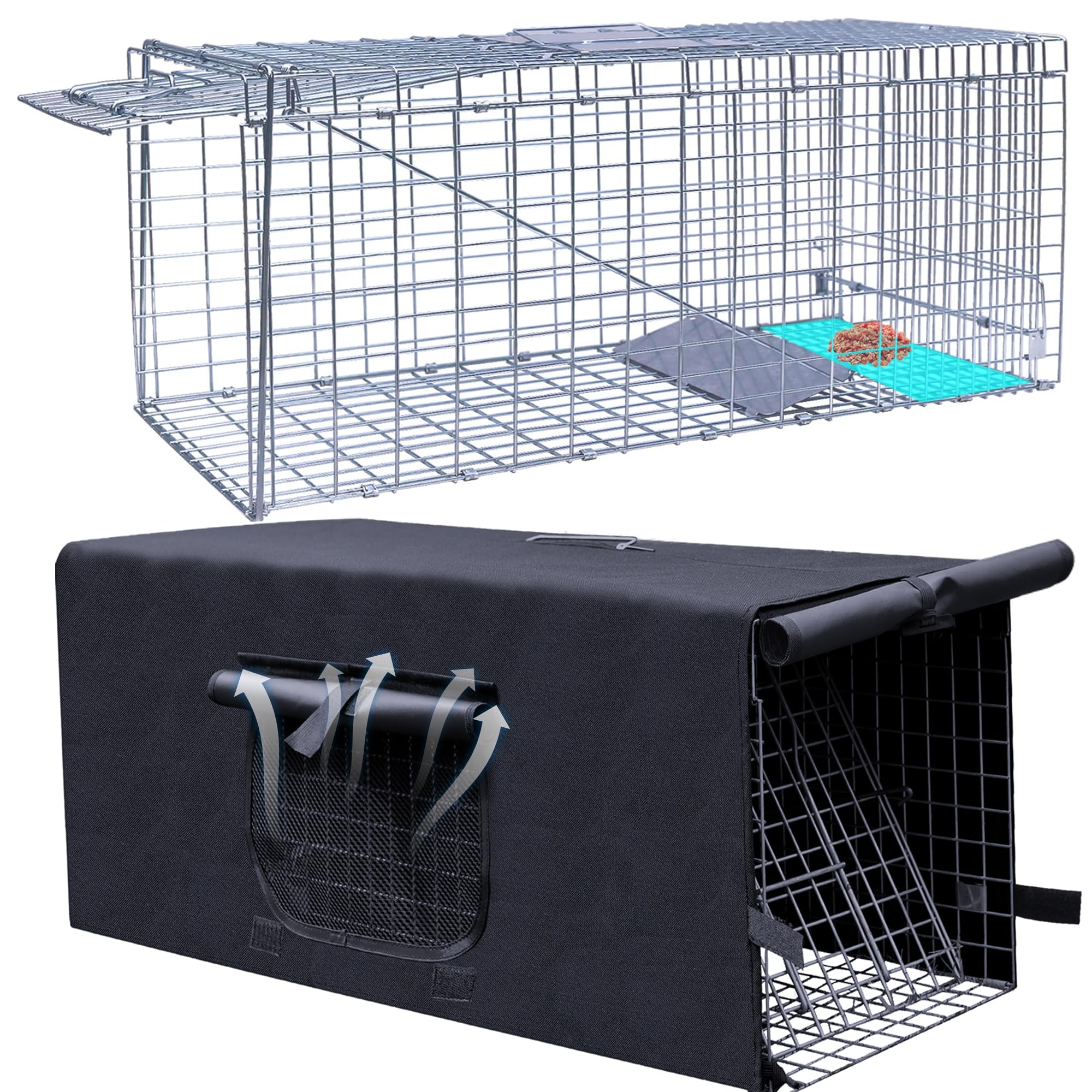 Rockever live animal trap cage cover 37inch with secure setup for humane capture.