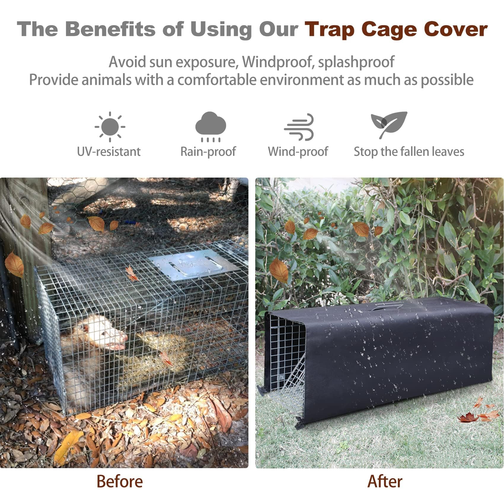 Rockever-shade-trap-cover-outdoor-use provides sun shade for trapped animals.