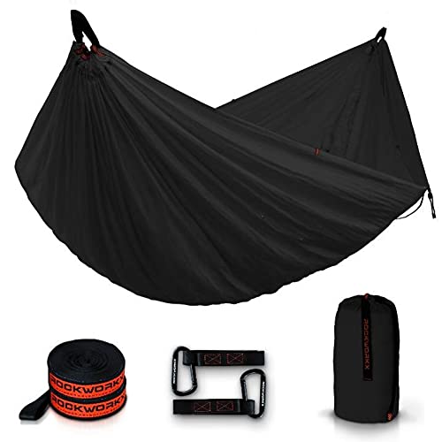 ROCKWORKX camping hammock single setup for solo travelers with portable comfort
