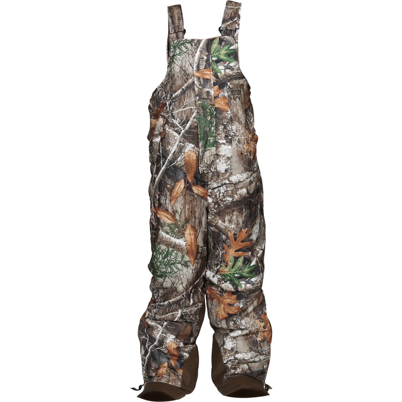 Rocky Junior ProHunter Edge bibs front view showing camouflage and fit for outdoor kids.