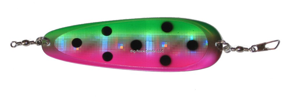 Rocky Mountain Tackle Maurice 4-25 UV Watermelon Dodger enhances high-speed trolling with UV glow.