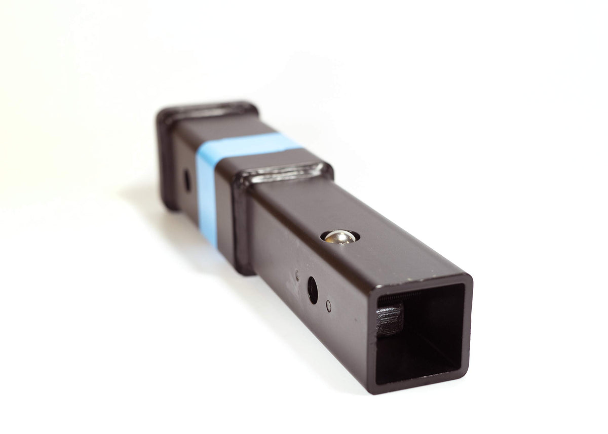 RockyMounts 8-inch LS hitch extension side view showing anti-wobble performance.