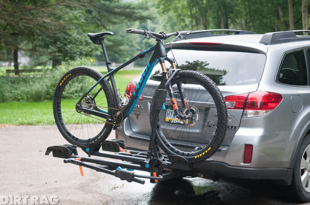 Tray on the Add-On adjusts two inches side-to-side to avoid bike interference