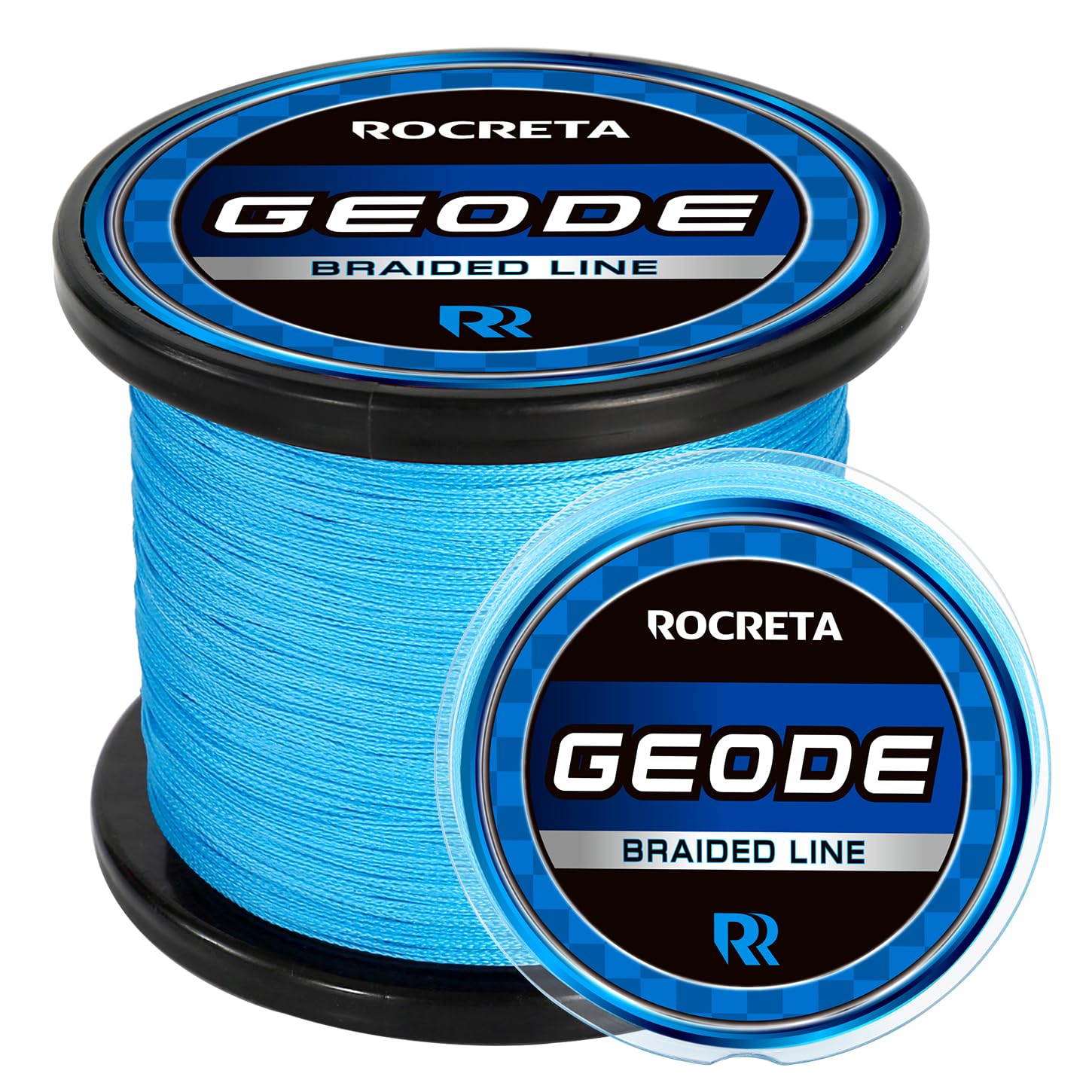 ROCRETA Geode braided line spool in blue, engineered for dependable strength across water types.