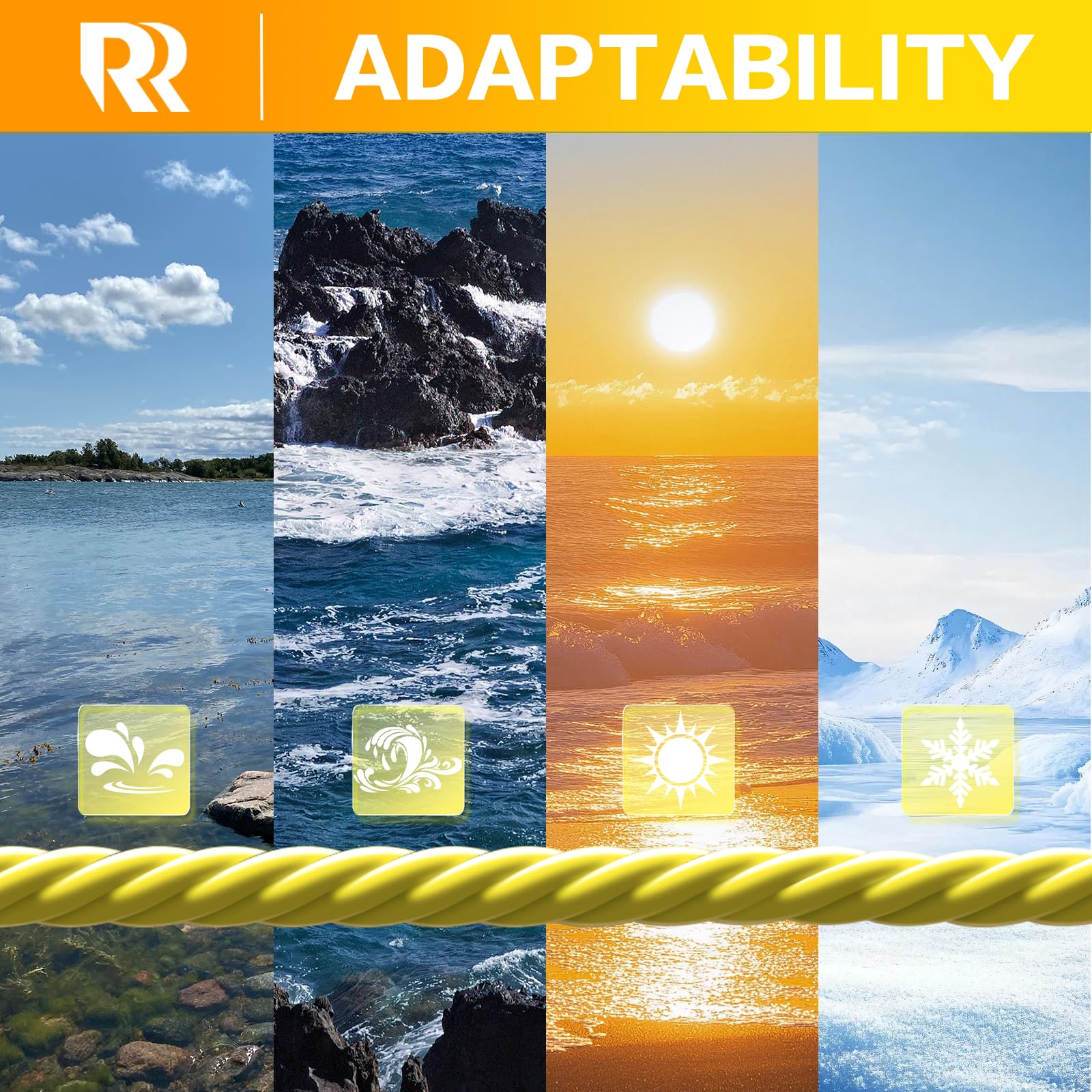 Bright yellow ROCRETA Geode line enhances visibility during retrieves