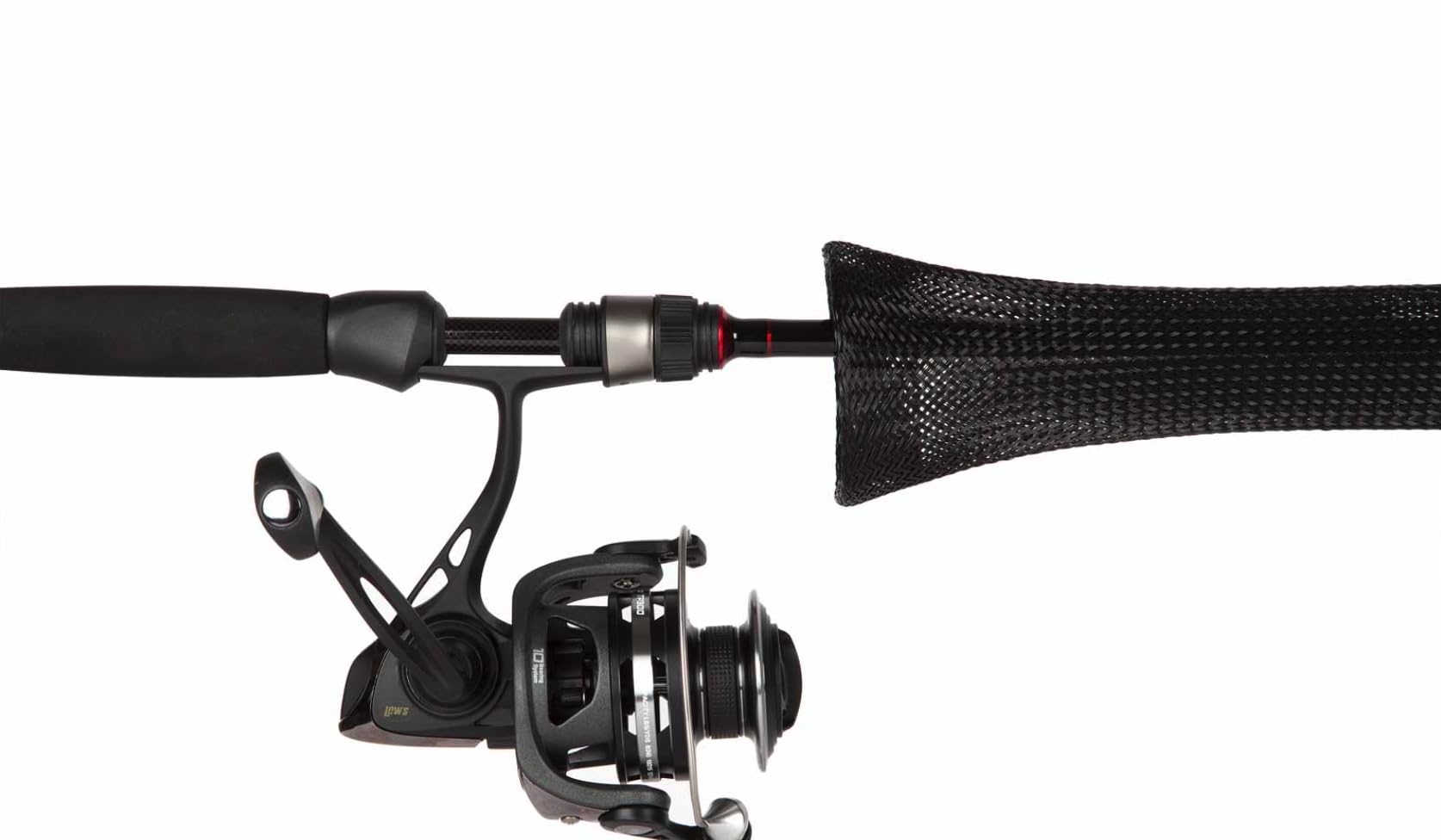 The Rod Glove RGS55BK spinning rod ready for freshwater casting, showcasing balance.
