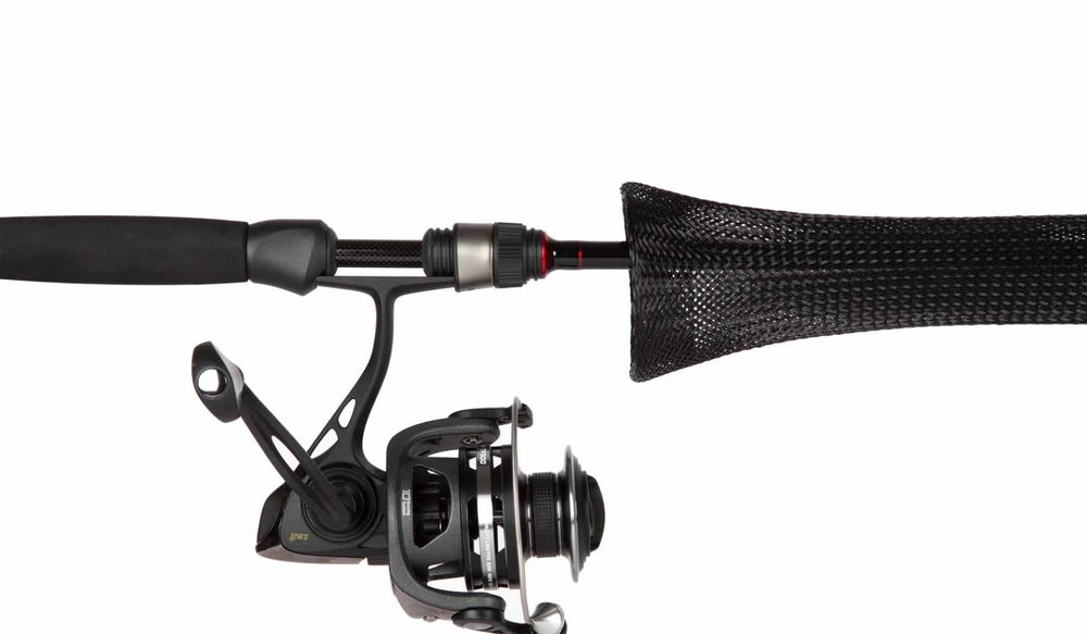 The Rod Glove RGS55BK spinning rod ready for freshwater casting, showcasing balance.