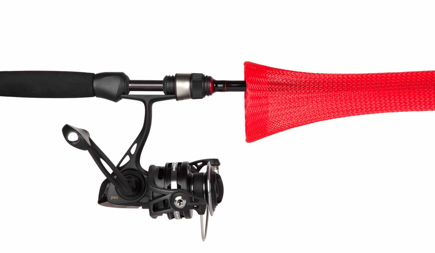 The Rod Glove RGS55RD spinning rod protects gear and enhances grip during casting.