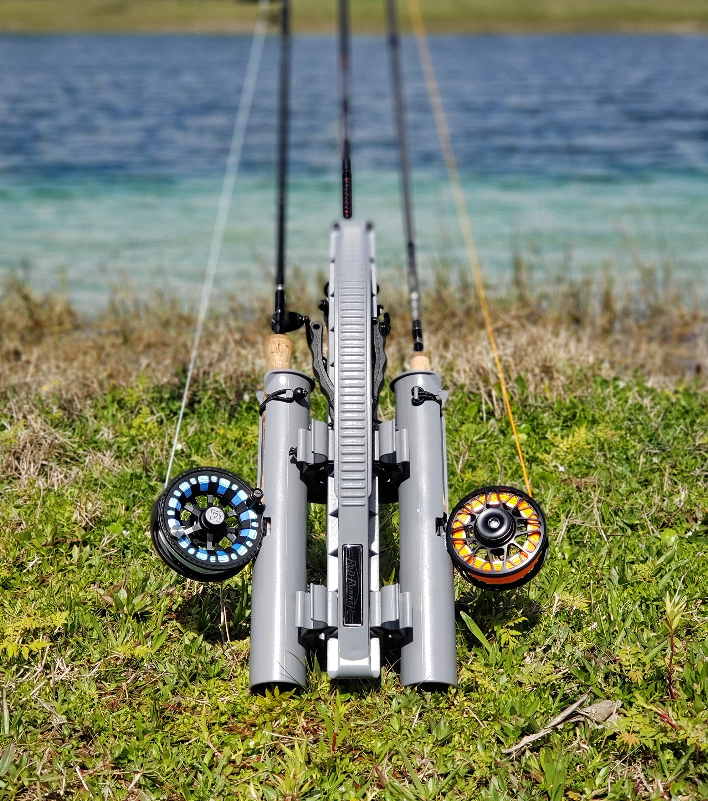 Rod-Runner Express 3 Rod Carrier gray quick-load and unload convenience.