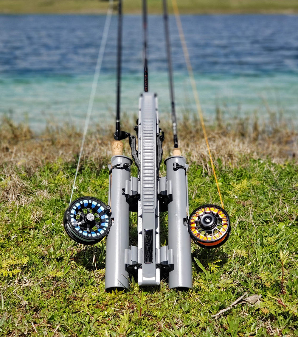 Rod-Runner Express 3 Rod Carrier gray quick-load and unload convenience.