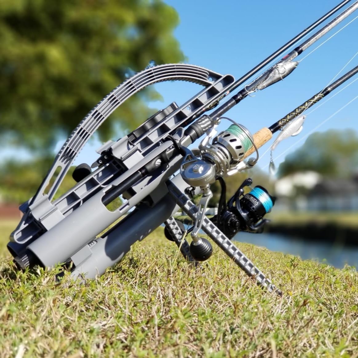 Rod-Runner Express 3 Rod Carrier gray UV-inhibited exterior resists sun.