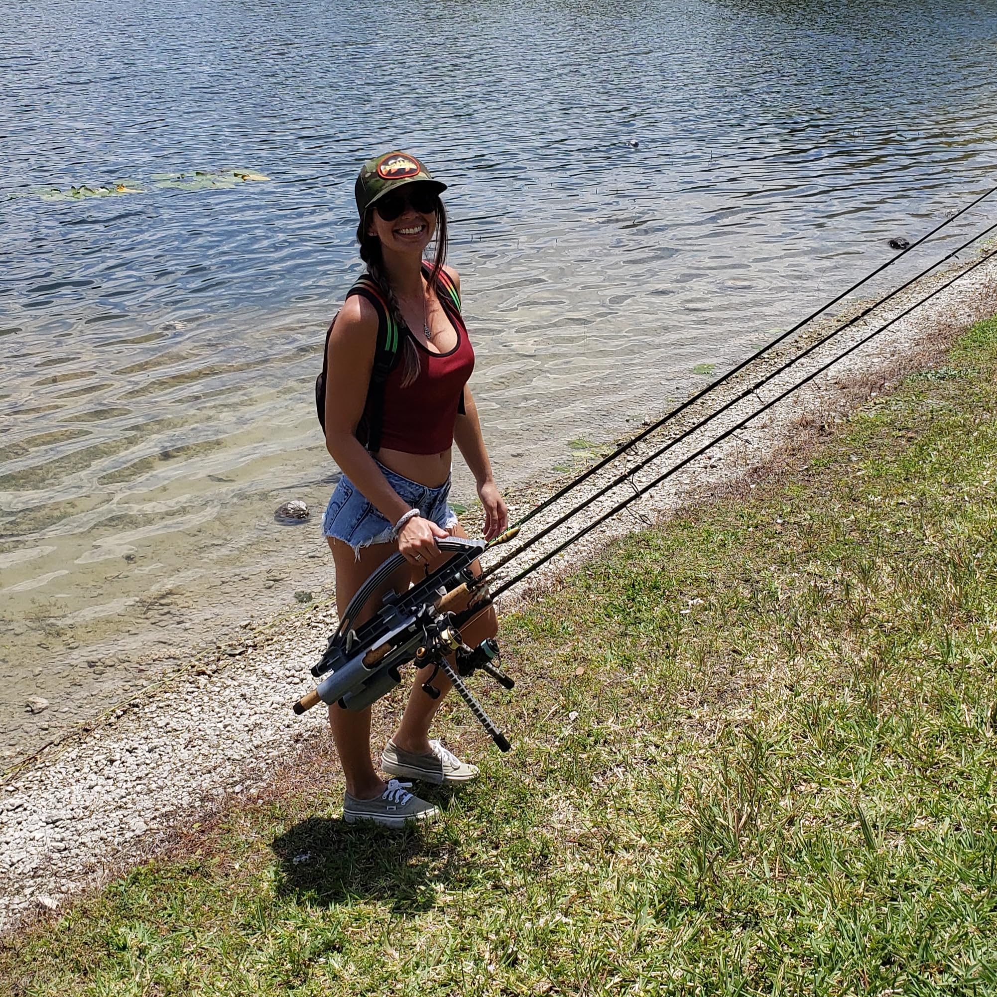 Rod-Runner Express 3 Rod Carrier gray versatility handles spin, baitcaster, fly gear.