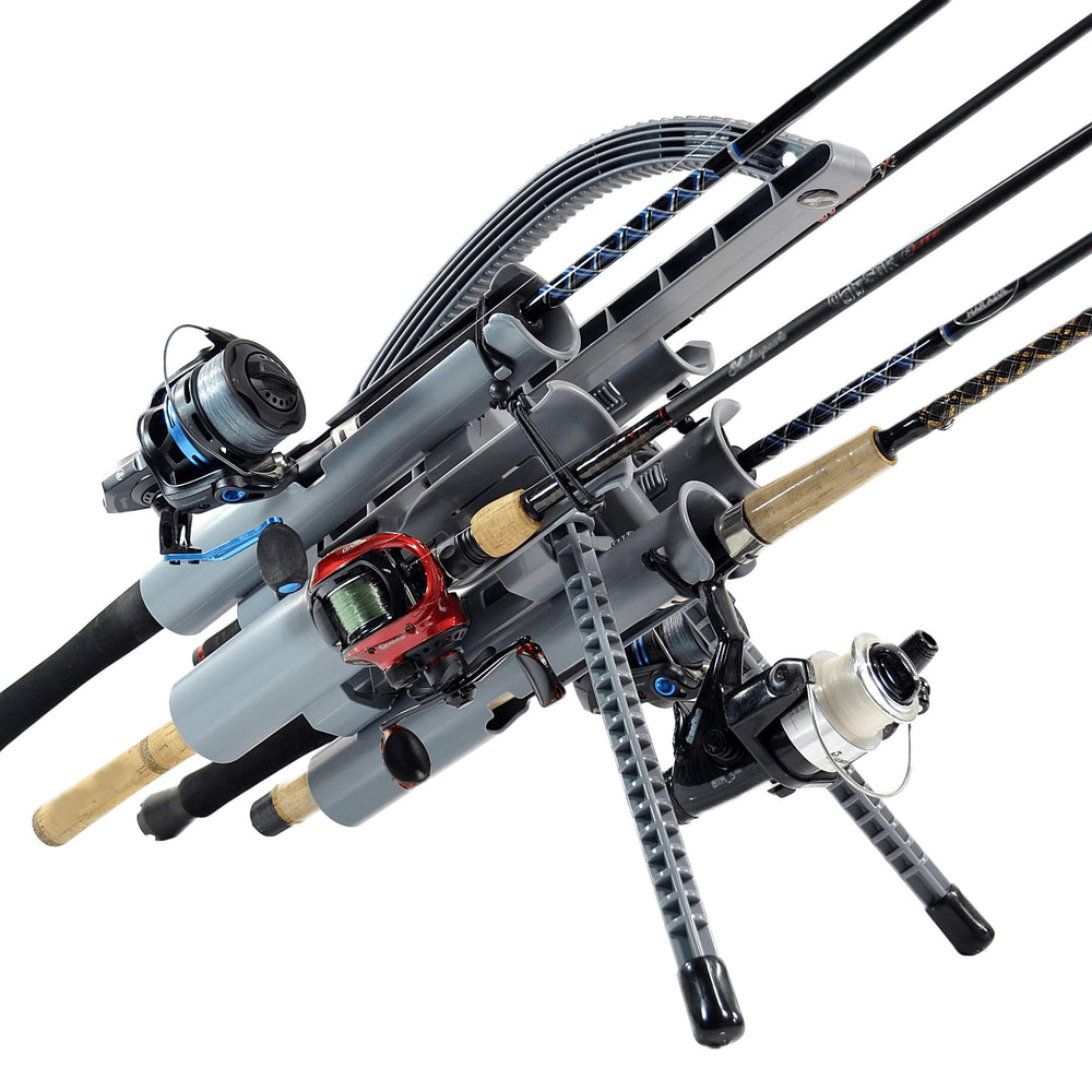 Rod-Runner Pro 5 carries five rods in one hand for tangle-free transport.