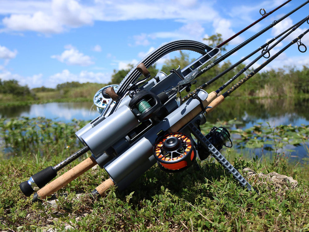Rod-Runner Pro 5 holds spinning and fly reels for easy transport.