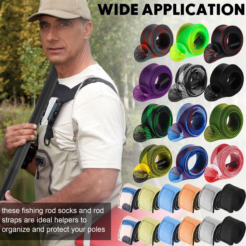 Rod ties straps for binding and securing fishing poles
