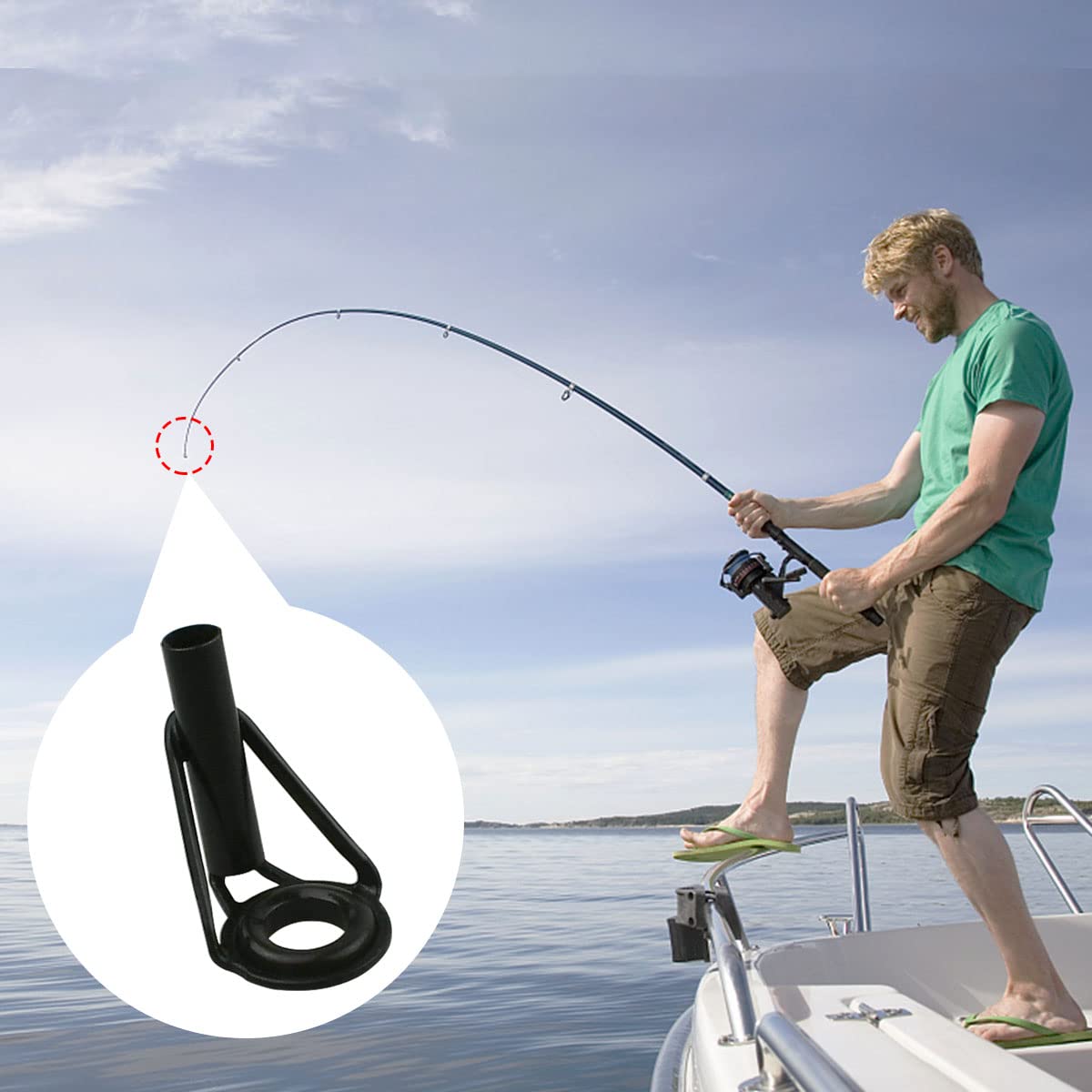 Fishing rod with repaired tip using the kit on a spinning rod