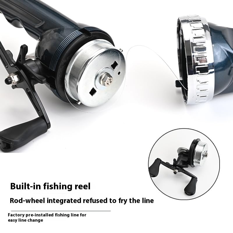 Black color folded rod-wheel integrated fishing rod folded length 25 cm