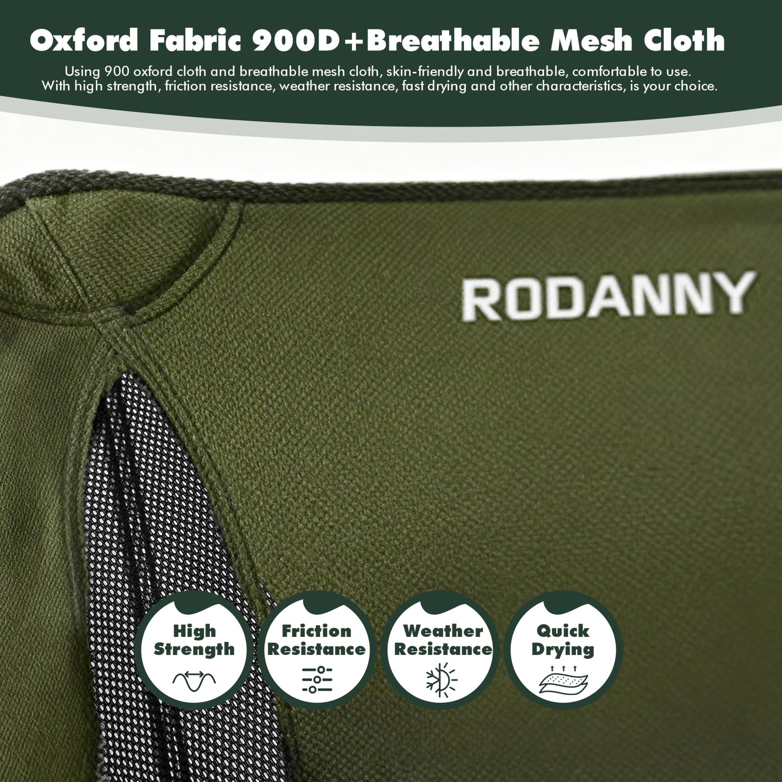 RODANNY chair on grass with stable non-slip feet.