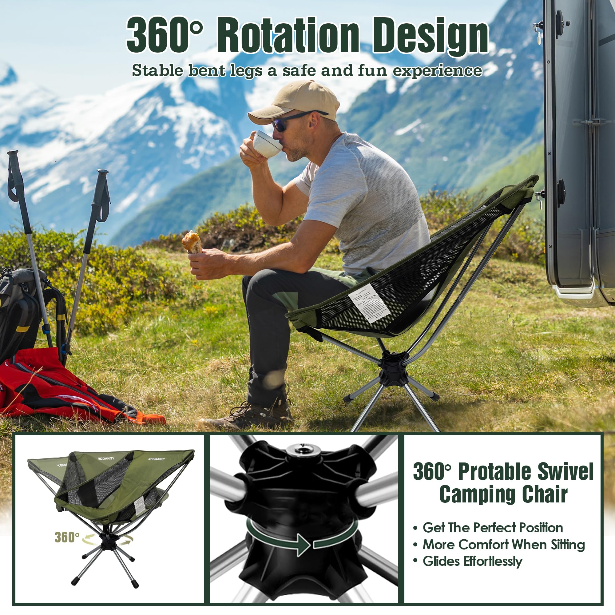 RODANNY lightweight aluminum frame supports up to 305 lbs.