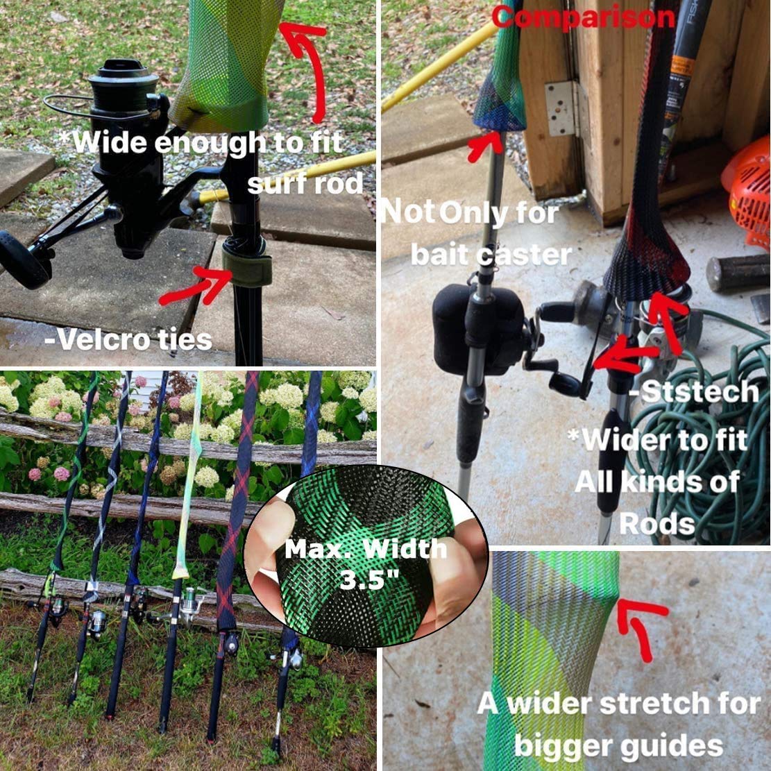 Assorted colors of rod sleeves and straps included in the package.