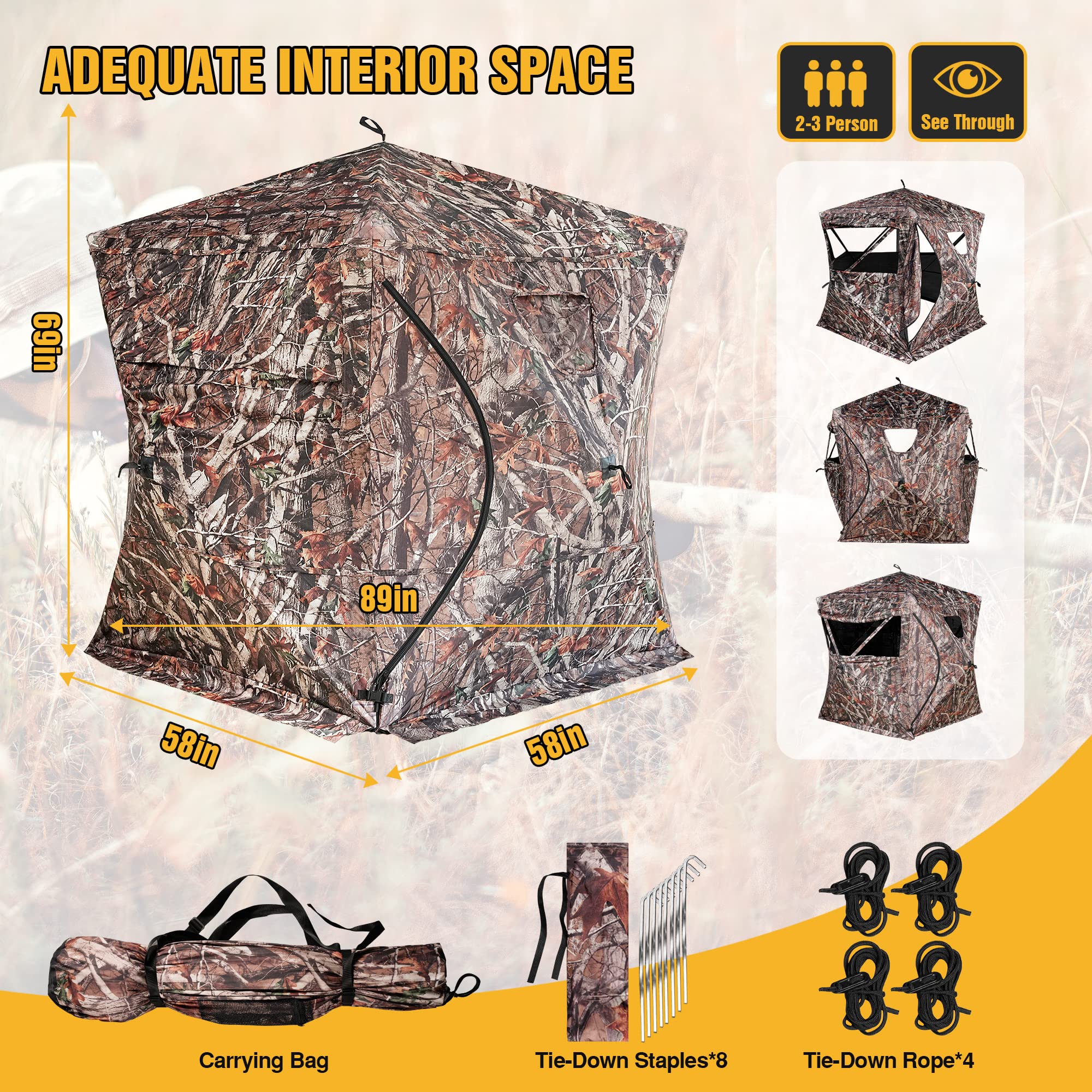 RODANNY hunting blind accommodates 3 hunters for shared, comfortable hunts
