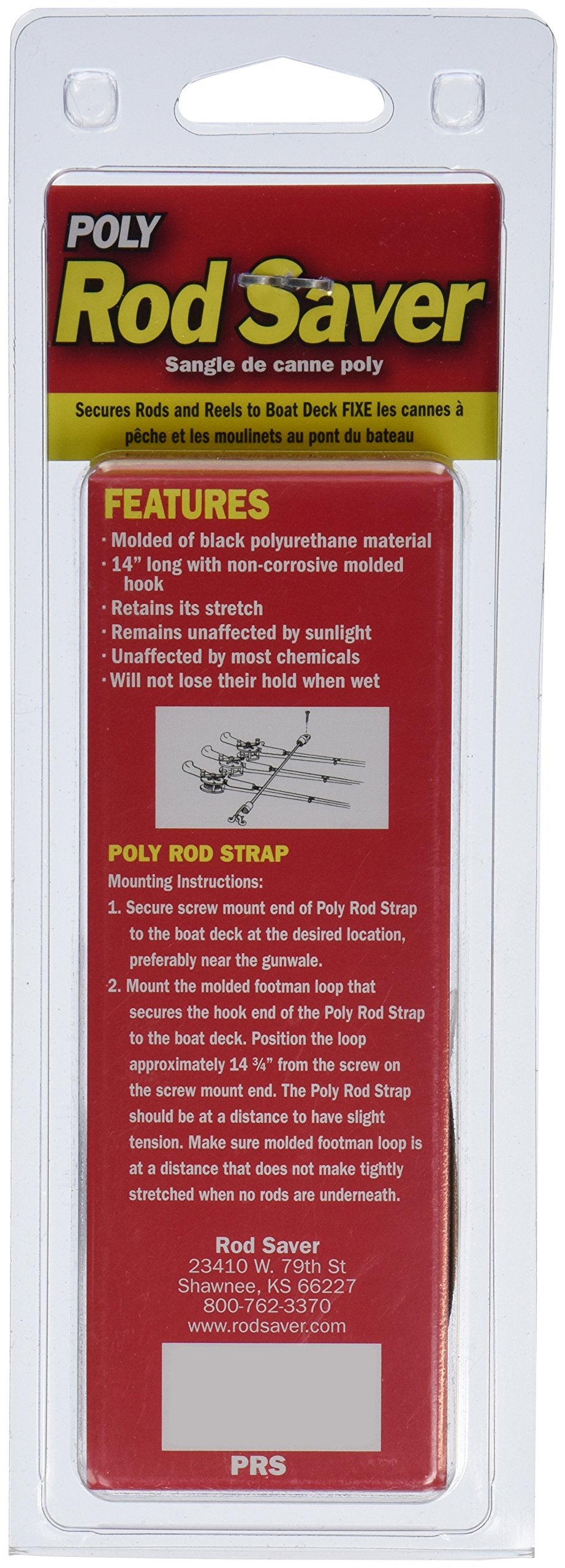 Rod Saver PRS Marine Poly Rod Strap in black, side view, easy-to-fit stability during travel