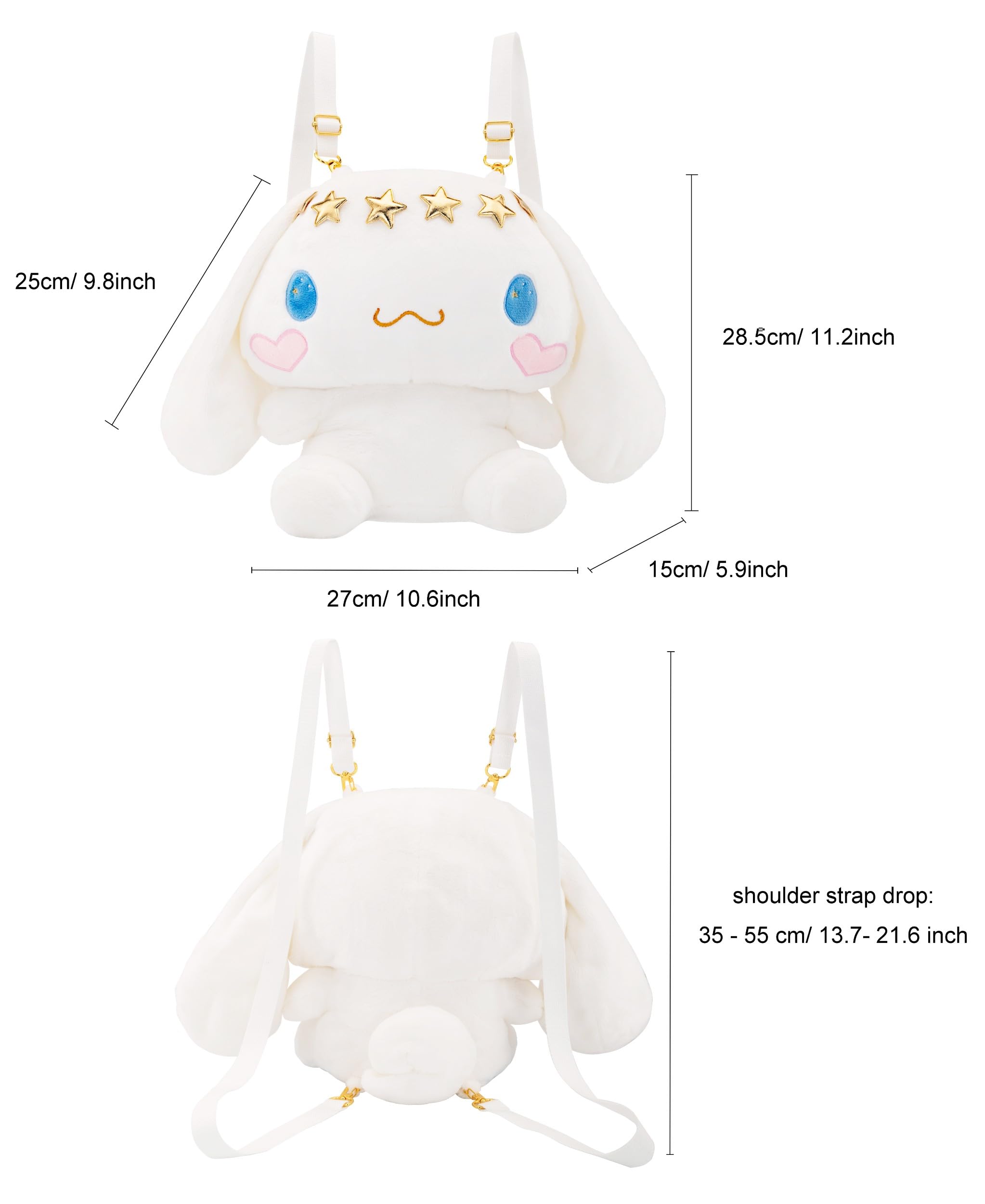 Roffatide White Big Ear Dog Backpack, side view with removable strap.