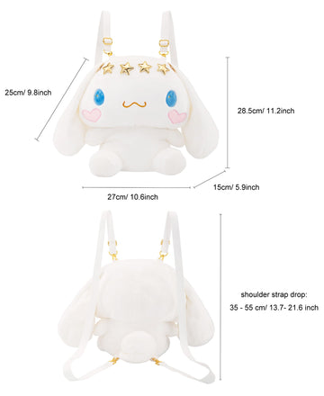 Roffatide White Big Ear Dog Backpack, side view with removable strap.