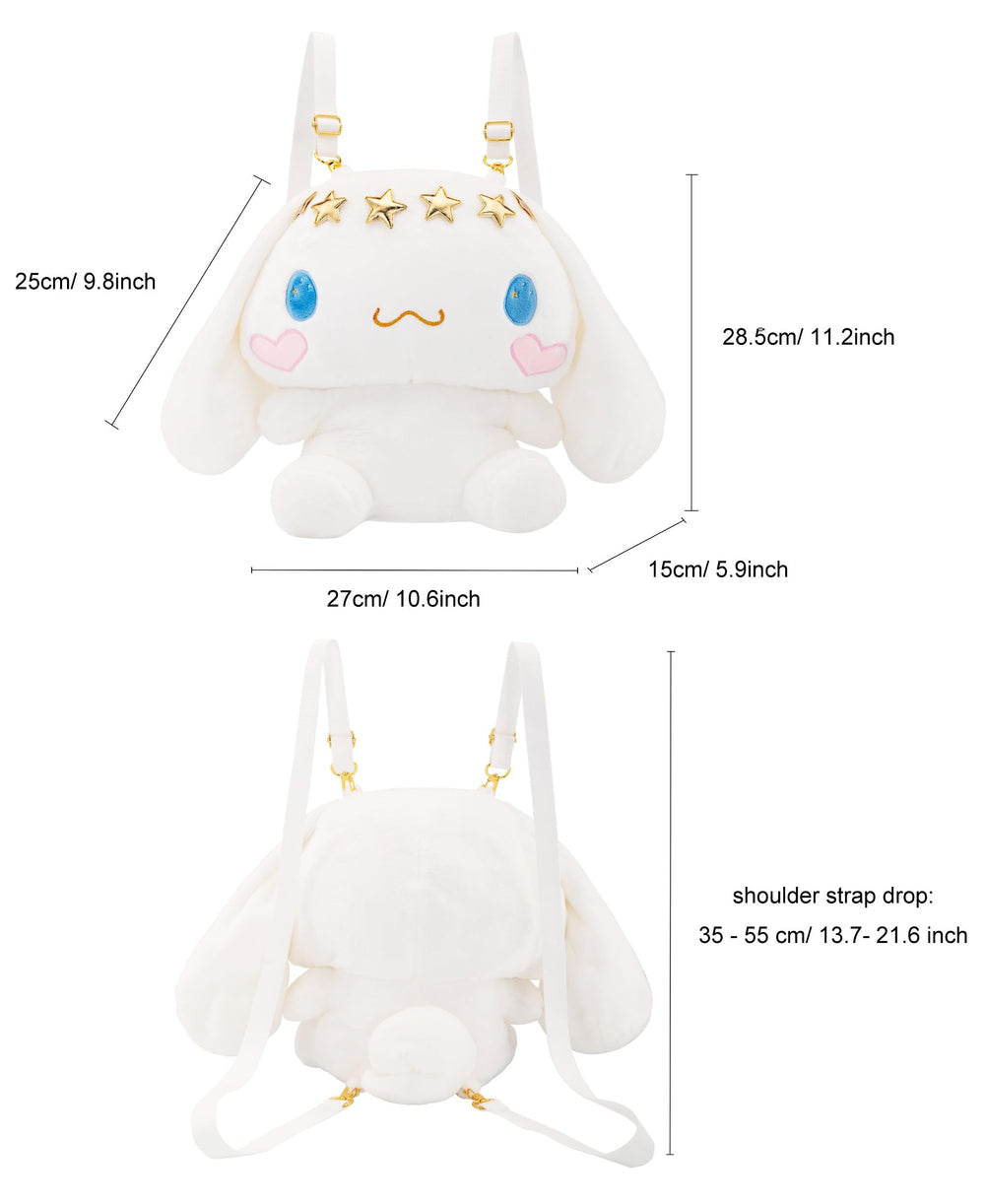 Roffatide White Big Ear Dog Backpack, side view with removable strap.