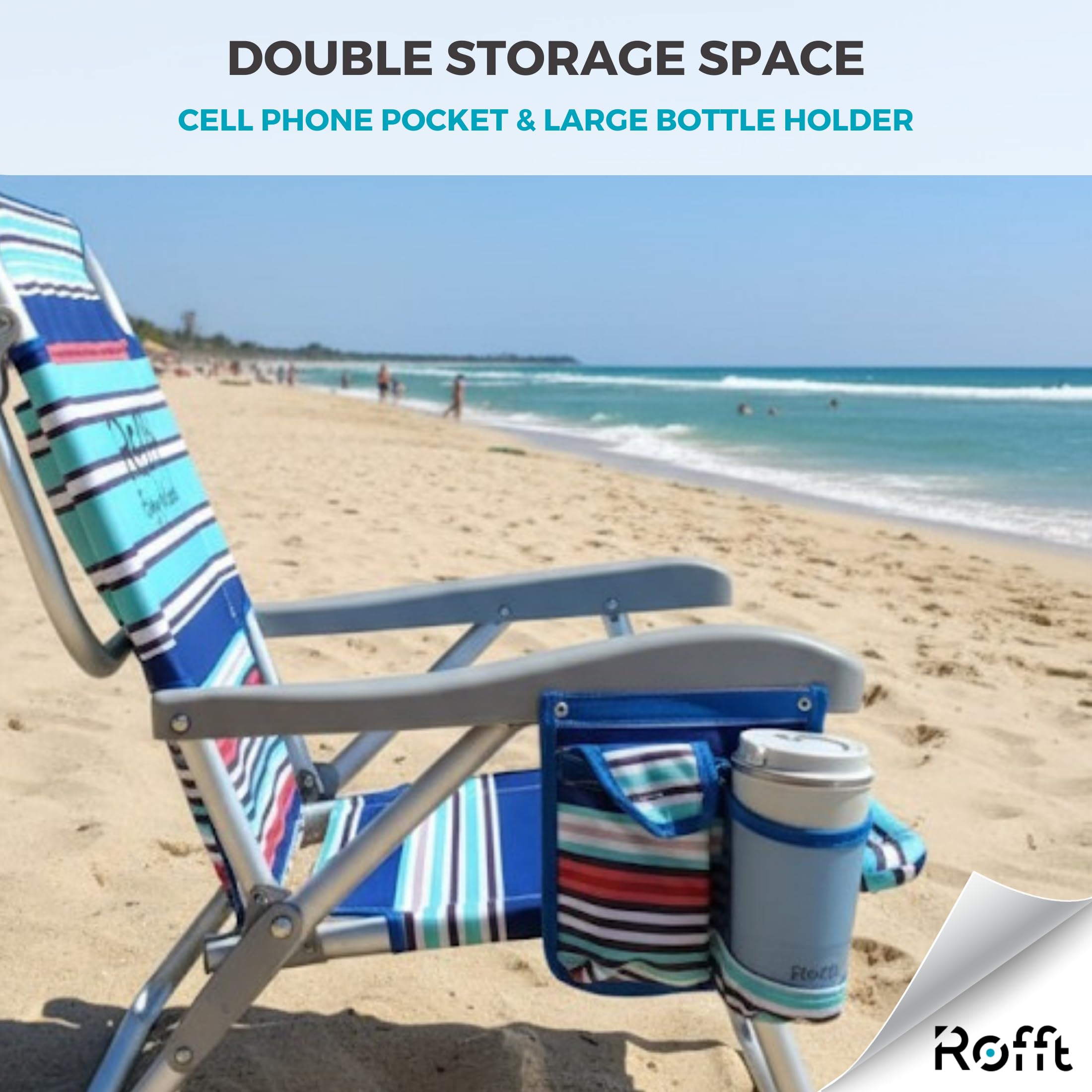 ROFFT Beach Chair full-day storage and cooler area