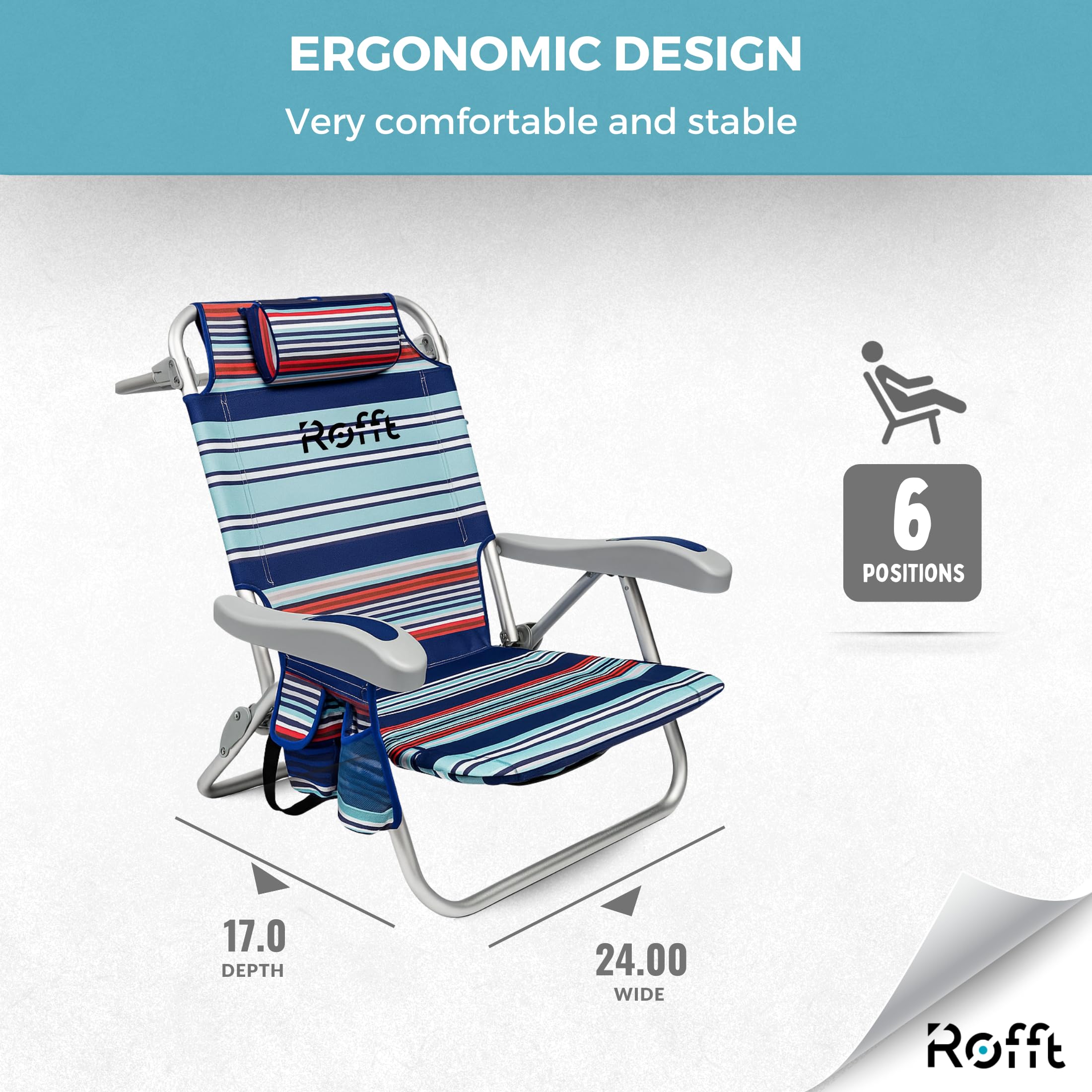 ROFFT Beach Chair insulated cup holder and cooler for drinks