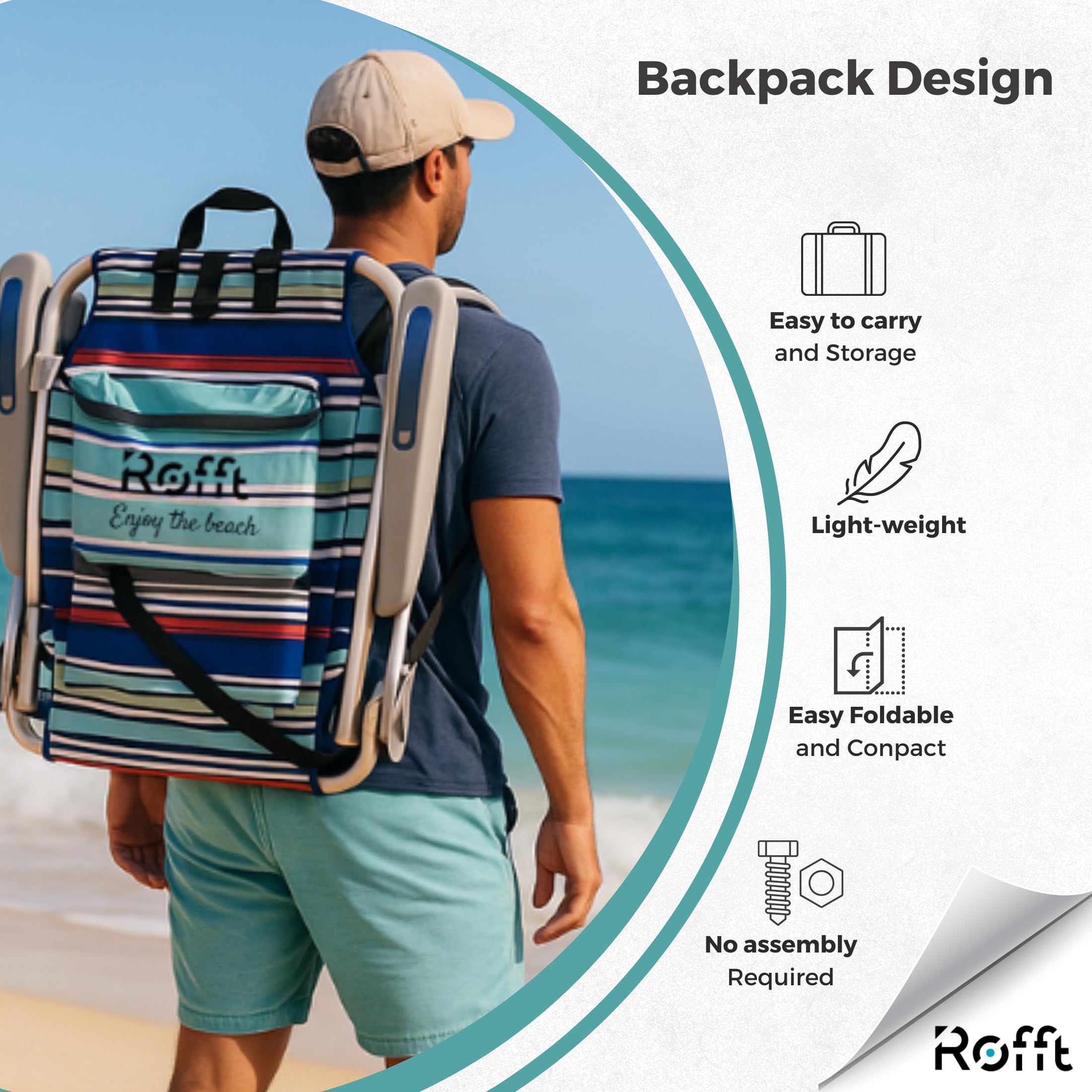 ROFFT Beach Chair rust-proof aluminum frame keeps it durable