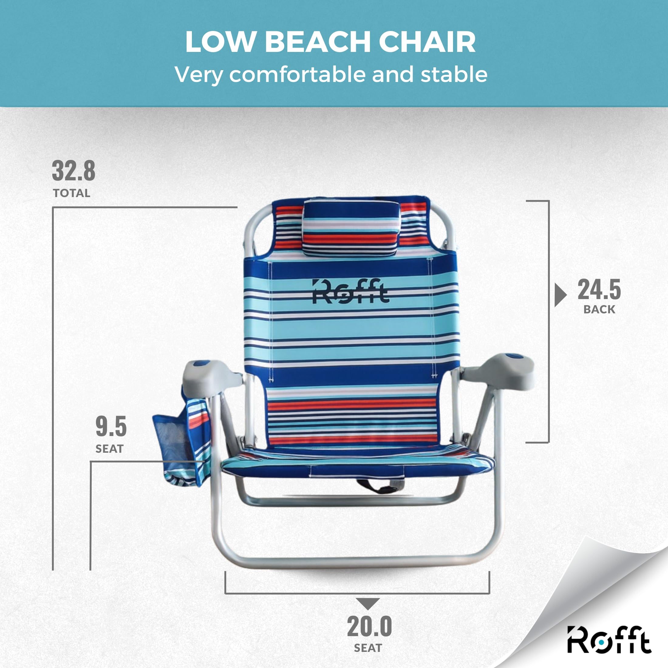 ROFFT Beach Chair towel bar and storage for organization