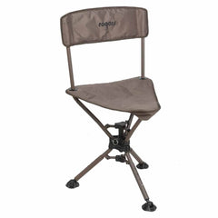 Rogers Tough Hunter 360 swivel chair in brown, side view on uneven terrain for stability