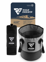 Rogue Endeavor collapsible bucket 3 gallon (15L) in black with mesh bag – front view