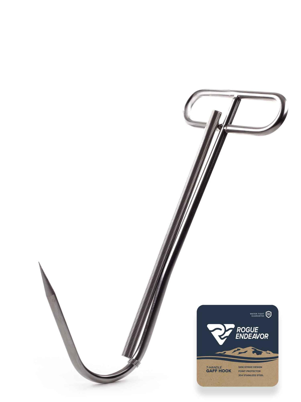 Rogue Endeavor 9-inch gaff hook with T-handle for offshore use and grip.