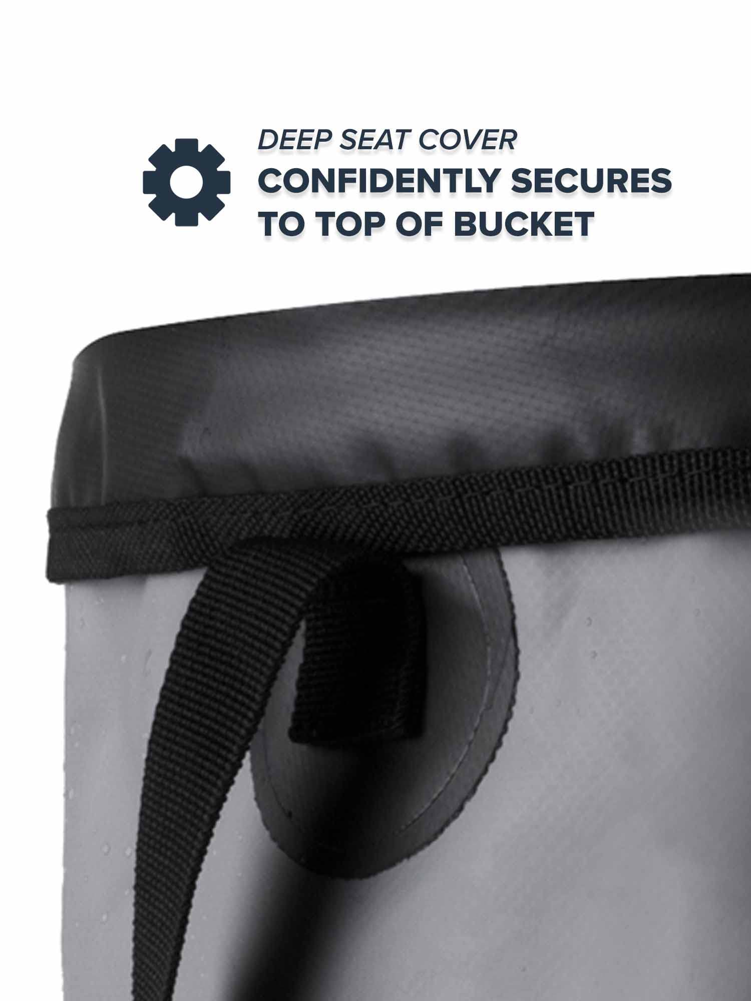 Rogue Endeavor collapsible bucket with lid ready for transport on boat or beach.