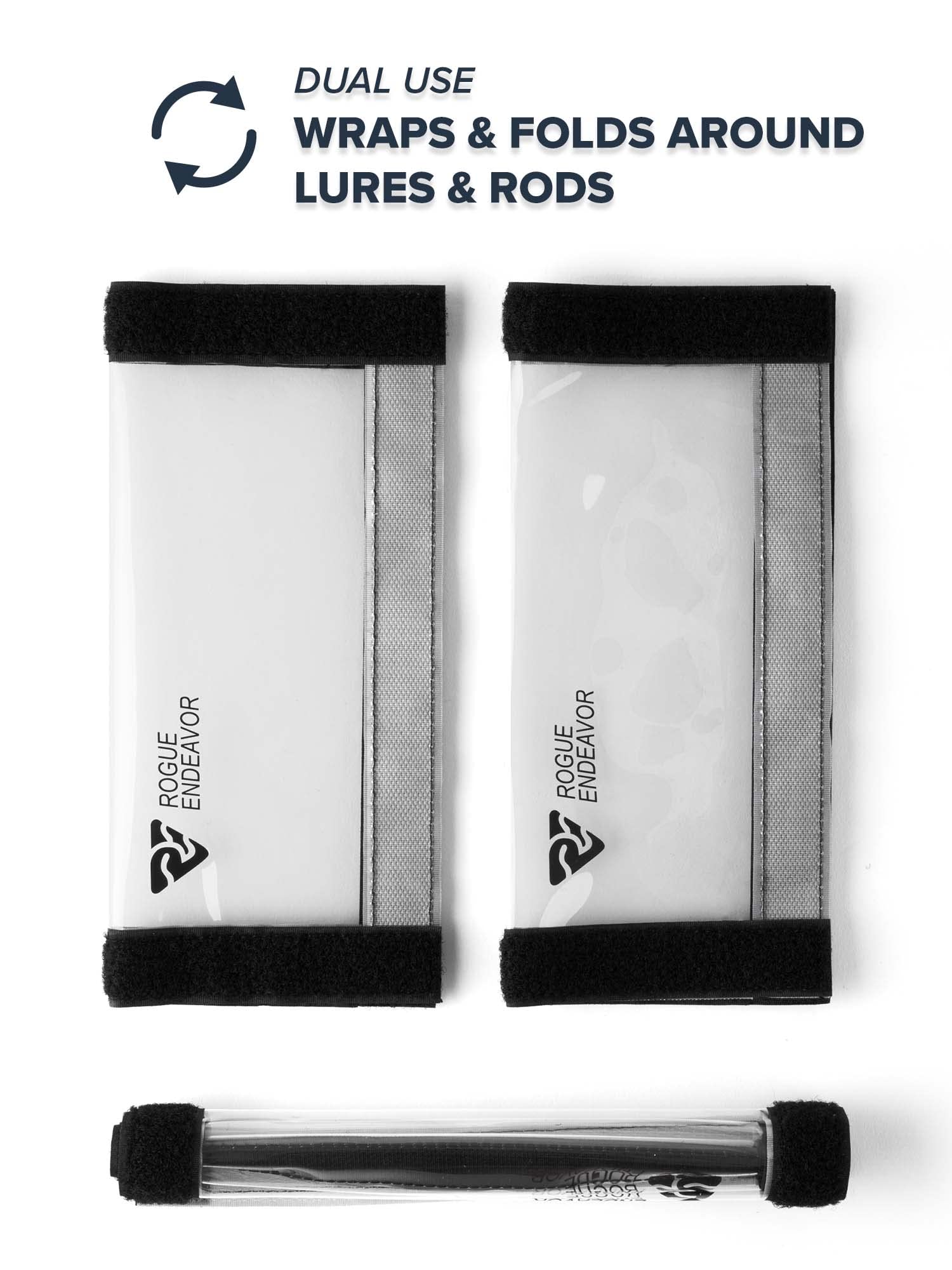 Wrap shown with roll and fold wrapping options around tackle