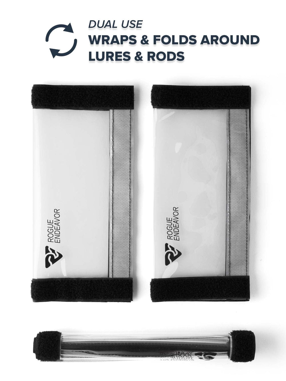 Wrap shown with roll and fold wrapping options around tackle