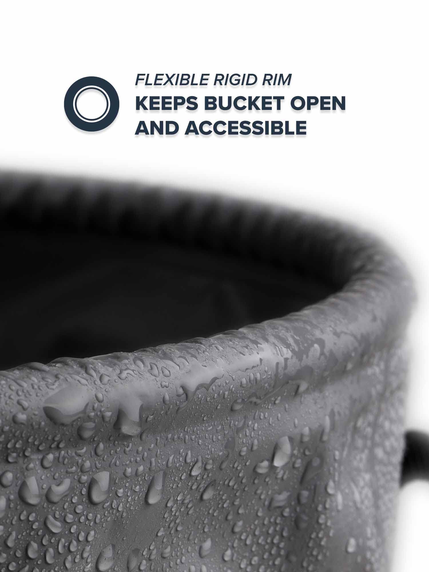 Rogue Endeavor TPU bottom bucket stands strong on rocky ground.