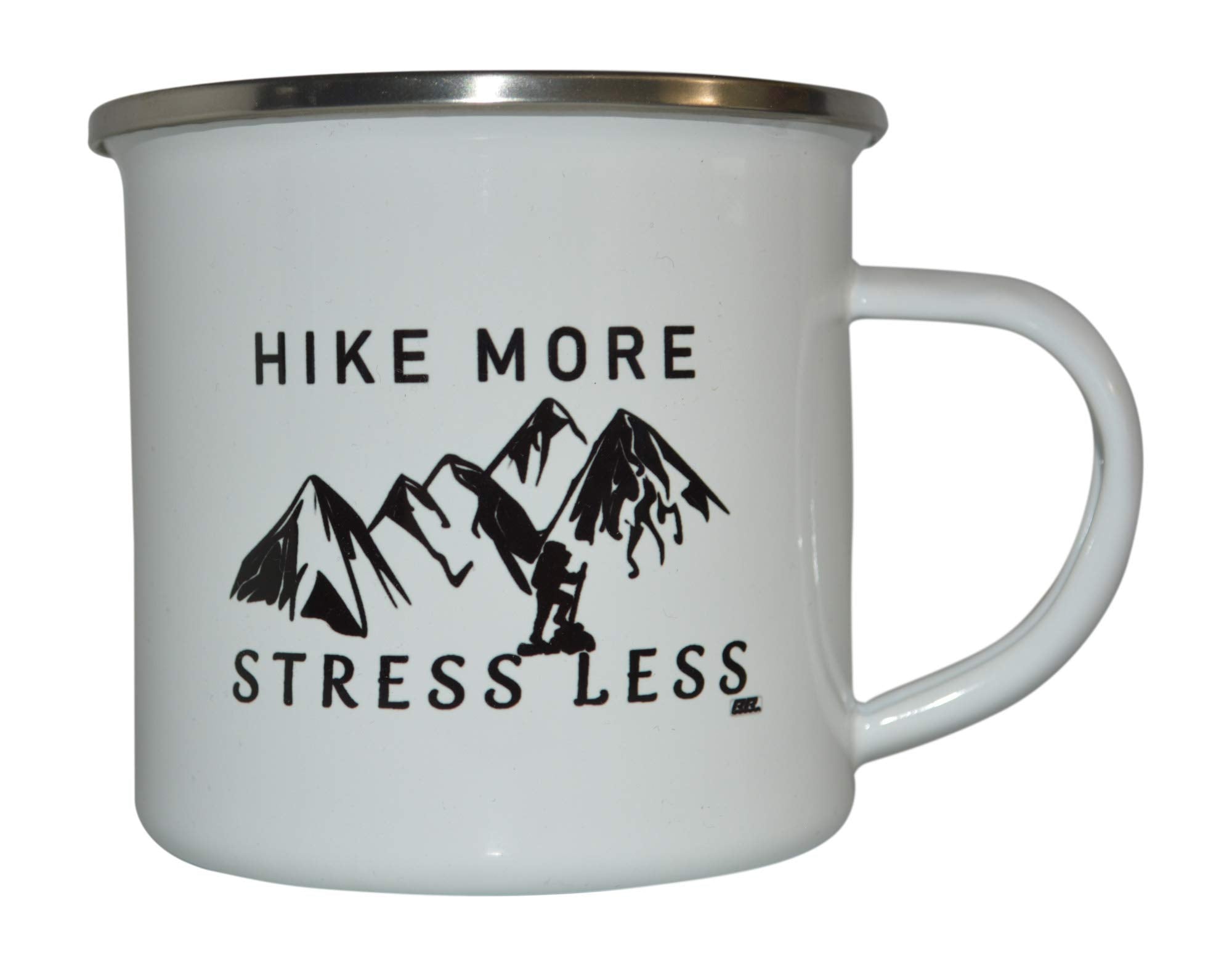 Rogue River Tactical enamel-coated camp mug ideal for hot coffee on trails