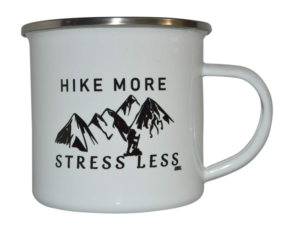 Rogue River Tactical enamel-coated camp mug ideal for hot coffee on trails